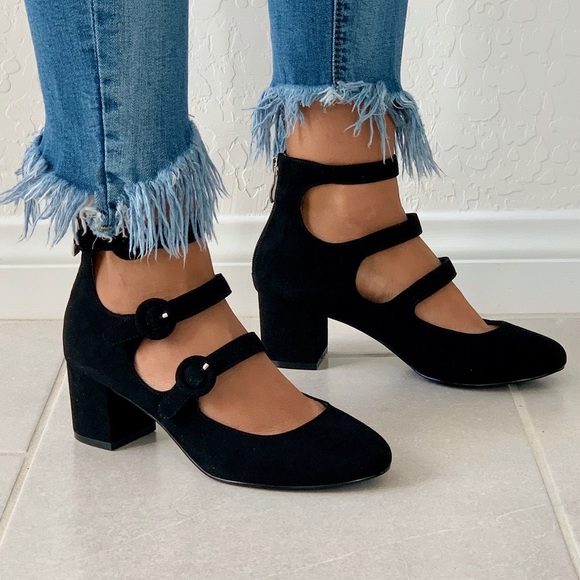 Anthropologie Shoes - NIB Black Mercury Mary Jane Triple Buckle Pump